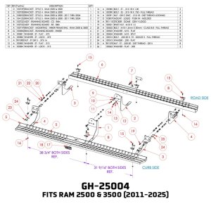 RAM 3500 Running Boards - GEN-Y Hitch - Criss-cross Anti-slip - Black - `11-`24 RAM 3500 Running Boards - GEN-Y Hitch - Criss-cross Anti-slip - Black - `11-`24